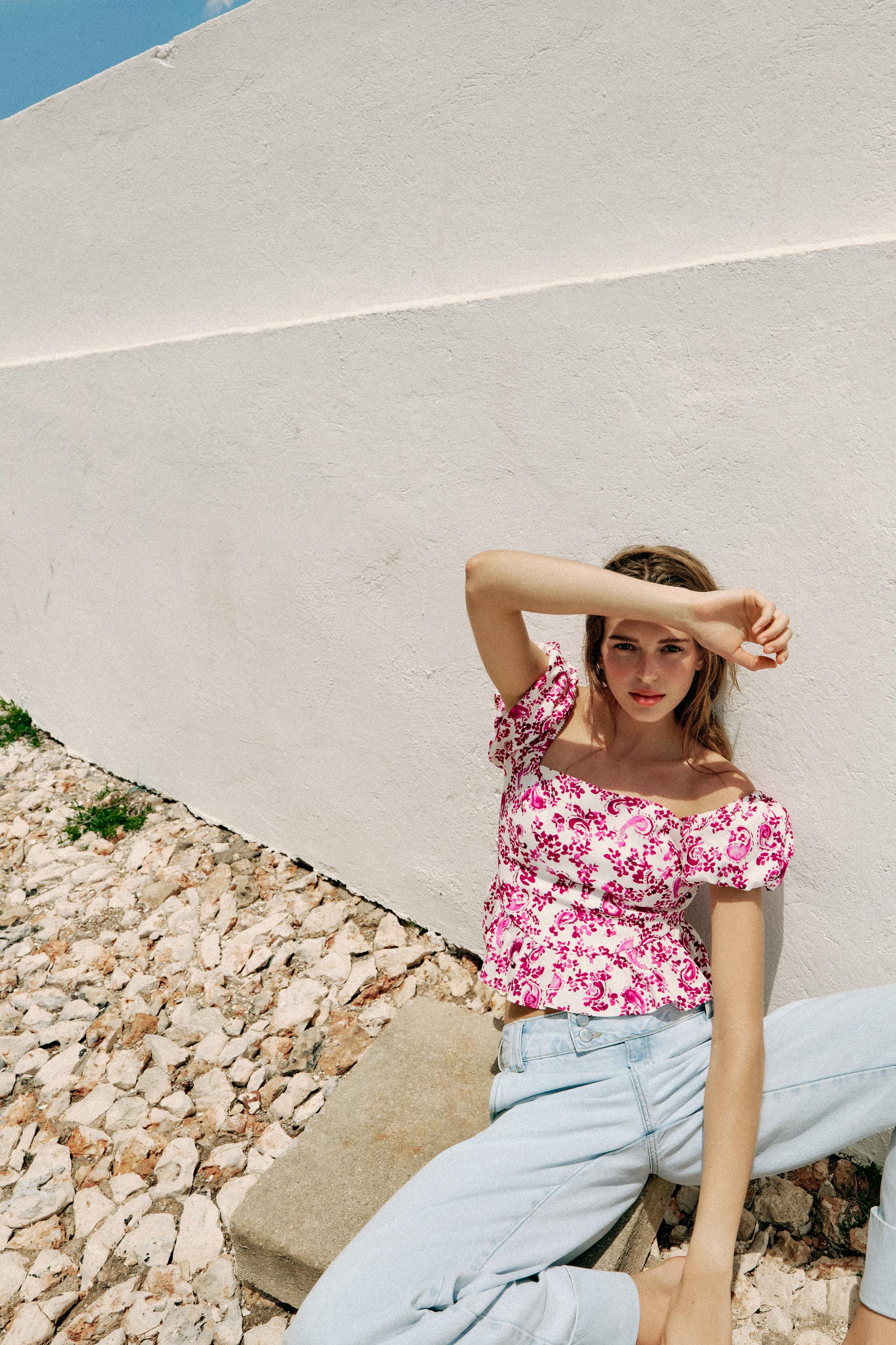 PRINTED BUSTIER TOP